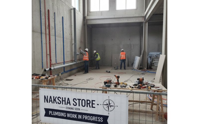 Plumbing Work in Progress – Naksha Store Construction Update